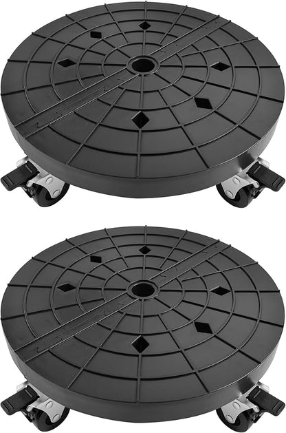 14 Inch Plant Caddy with Wheels Outdoor Indoor, Rolling Plant Stand for 400lb Heavy Duty Flower Pots, Round Plant Rollers Lockable Potted Planter Dolly, 2 Pack Black