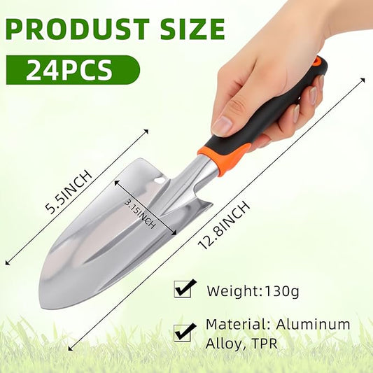 12 Pcs Garden Shovel Aluminum Alloy Heavy Duty Trowel Small Digging Shovels Metal Hand Trowel Spade with Soft Handle for Garden Lawn Yard Planting Tool (Wide Shovel,Yellow,Green,Orange,Red)
