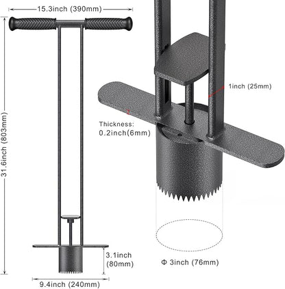 Dolibest Sod Plugger, Bulb Planter Tool with Non-Slip Grip Handle. Turf Cutter and Grass Plugger Tool with Dual Pedals, Sharp Serrations, Perfect for Zoysia, Bermuda and More (Upgrade)