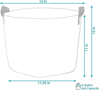 Sunnydaze 10-Pack of 5-Gallon Garden Grow Bags for Vegetables - Black 300 GSM Non-Woven Polypropylene Felt Fabric Flower Pots and Planters with Handles - Gardening Containers