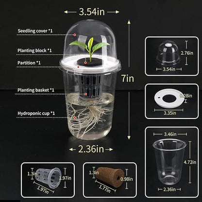 Clear Hydroponic Nursery Kit, Transparent Plant Starter Hydroponic Pots for Seed Starting, Hydroponic System for Nursery