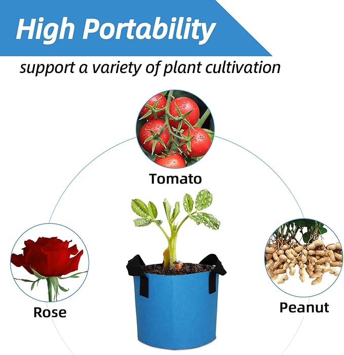 Grow Bags,Growing Pot Bags Garden Grow Bag Indoor Outdoor Fabric Aeration Plant Pot Container Flower Vegetable Pouch (Sky Blue,5 Gallon)