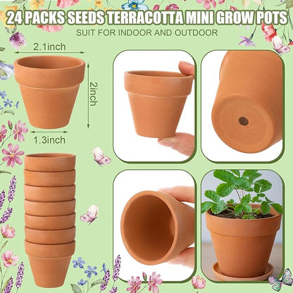Baby Shower Party Favors Baby in Bloom Envelopes Seed Packets Include 24 Mini Terracotta Pots Seed Packets 24 Self Adhesive Envelopes Thank You Tags Gifts for Party(Wildflower)