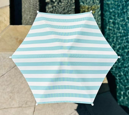 Fixed Plant Shade for Potted Plants 28" x 30" Outdoor Container Sun Shade Cover Premium Fabric Canopy with Fiberglass Frame & Soil Anchor Stripes & Solids Assembly Required