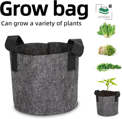 Grow Bags,Growing Pot Bags Garden Grow Bag Indoor Outdoor Fabric Aeration Plant Pot Container Flower Vegetable Pouch (Dark Gray,10Gallon)