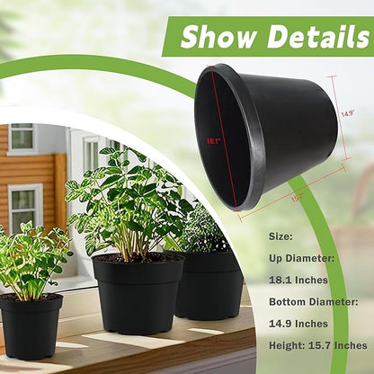 HOSTIC 15 Gallon Flexible Nursery Pots Gallon Pot with Drainage Holes Plastic Plant Container Suitable for Indoor Outdoor Vegetables Flowers Plants 10 PCS