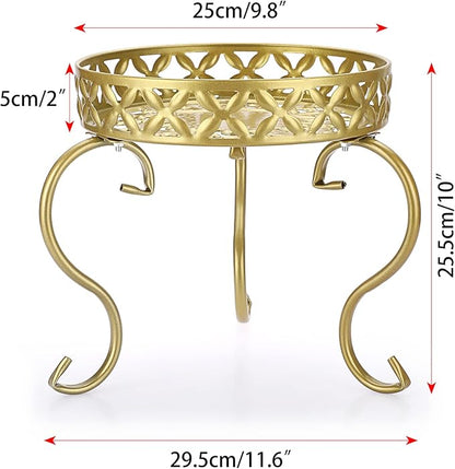 OwnMy Metal Round Plant Stand Indoor Outdoor Flower Pot Holder, Heavy Duty Iron Plant Stand Display Potted Rack for Home, Garden, Patio, Golden Color