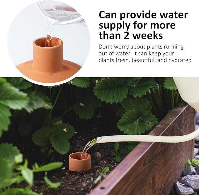 Large 3.3L Terracotta Watering Pots Ollas Self Watering Planter Watering System 10inch-Simple Irrigation Peripheral Water System Indoor Outdoor Plant Watering Globes Large Reservoir Bulbs