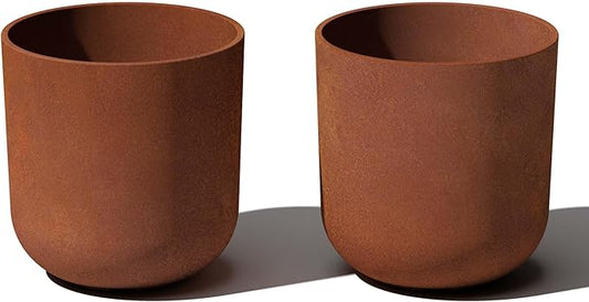 Veradek Patina Series Kona Planter - Round Planter for Outdoor Porch/Garden | Naturally Rusting Planter for All-Weather Use