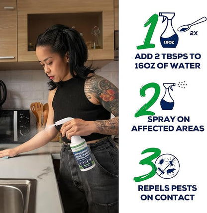 Peppermint Insect & Pest Control Best Value Concentrate - Repels Insects & Pests for Home, Indoor, Outdoor, Garden - Maximum Strength Concentrate (Makes Half Gallon RTU) 4 oz