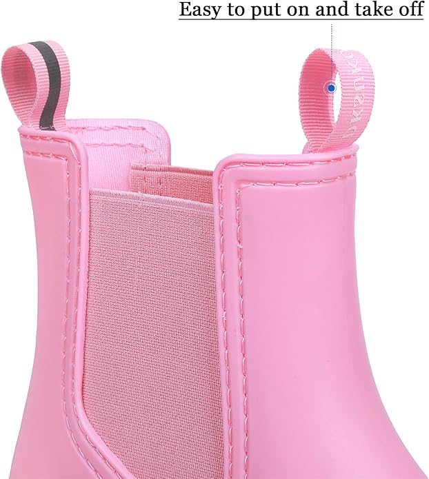 DKSUKO Rain Boots Women Waterproof Chelsea Boots Ankle Garden Shoes for Ladies Rubber Short Rainboots with Removable Comfort Insole for Outdoor Work Deck Mud Boots