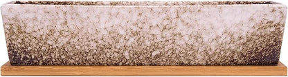 ARTKETTY Succulent Pots - 12.1 Inch Large Succulent Planters with Drainage Tray, Long Rectangle Ceramic Pot for Indoor Cactus/Succulent Plants Shallow Bonsai Window Box for Home Garden Decor (White)