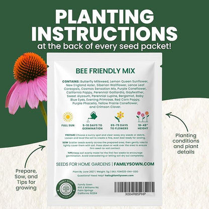 Bee Friendly Mix – 1,400 Seeds for Planting – 2026 Season – 5 Gram Pouch