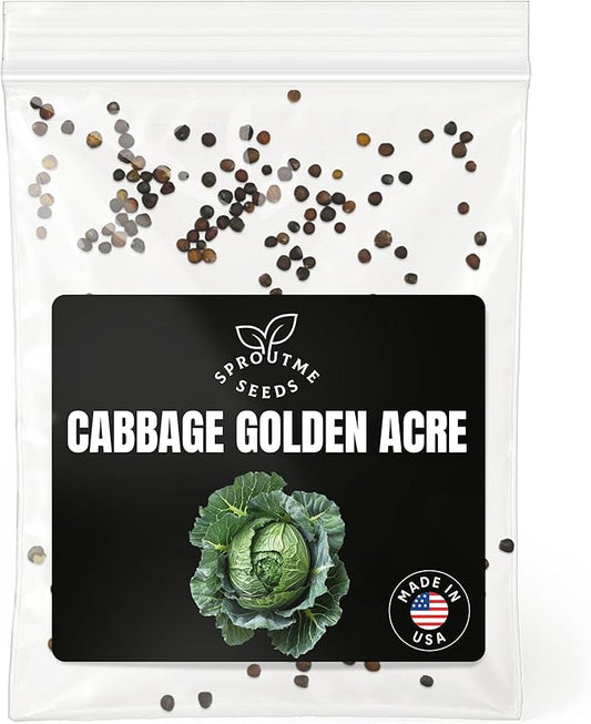 Cabbage Golden Acre Seeds – 300+ Heirloom Non-GMO Early Cabbage Seeds for Planting, Compact Green Heads, Garden & Container Growing, Spring & Fall Crop (Brassica oleracea VAR. capitata)