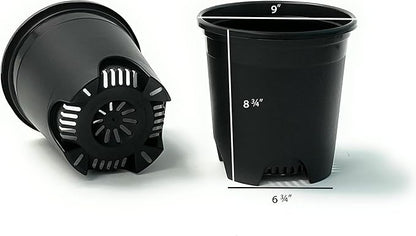 Cotta Planters 2 Gallon Black Nursery Pot Plastic 6-Pack Planter Pots Pot Liners for Outdoor Indoor Plants Gardening Flower Pots with Drainage Holes