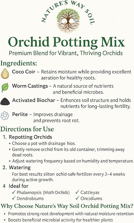 Nature’s Way Soil® Orchid & African Violet Potting Mix – Premium Coco Coir, Worm Castings, Activated Biochar & Perlite | Lightweight, Nutrient-Rich Indoor Plant Blend -12 Quarts