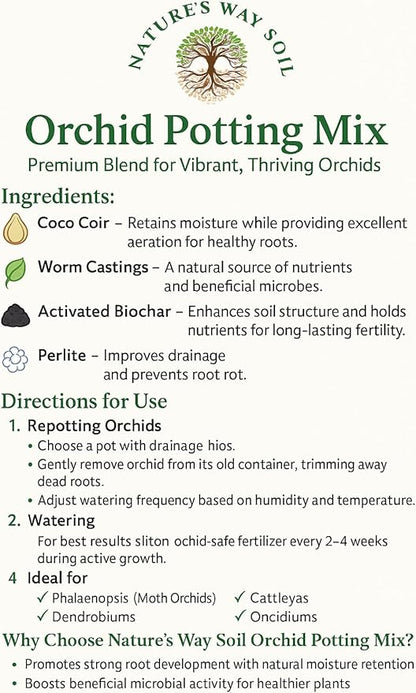 Nature’s Way Soil® Orchid & African Violet Potting Mix – Premium Coco Coir, Worm Castings, Activated Biochar & Perlite | Lightweight, Nutrient-Rich Indoor Plant Blend -12 Quarts