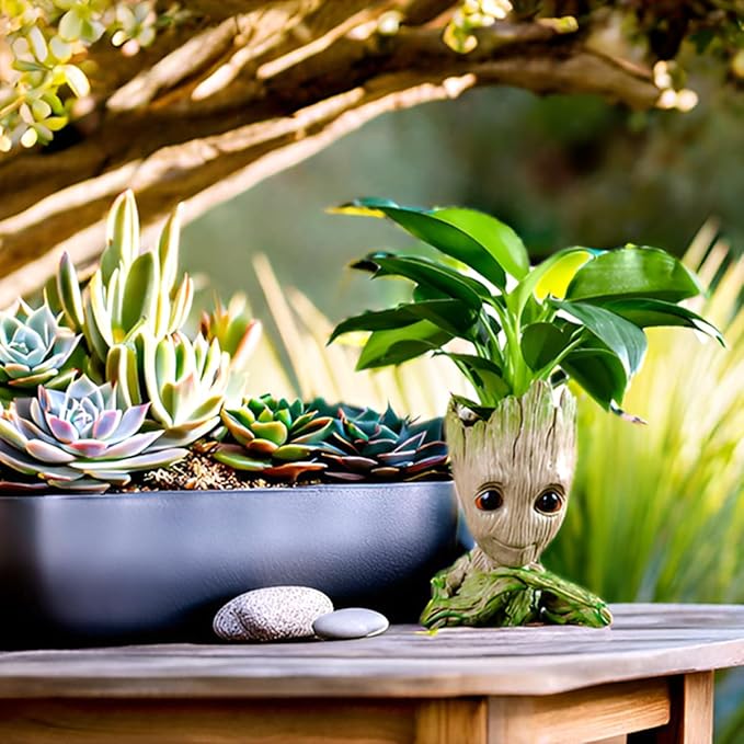 Unique Planter for Indoor Plants Pot Cactus Cute Flowerpot with Drainage Hole,Funny Succulent Planters Home Decor Adorable Christmas Birthday Gift for Plant Lovers -6 inch