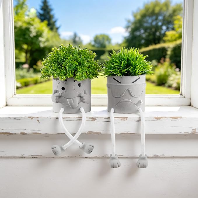 Uguisu 2pcs Cute Plant pots,Succulent pots,Indoor Succulent planters,Small planters for Home Decor,Room Shelf Desk Decor. About 2.5 inches.