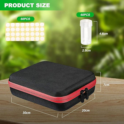 60 Slot Seed Organizer Storage Box with 10PCS Seed Envelopes, Sturdy Plastic Storage Containers, Label Stickers, Funnel for Flower, Vegetable Plants Garden