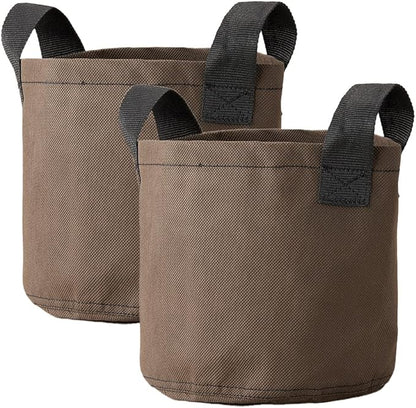 Aimedia Nonwoven Planter, Brown Cloth Pot with Handle, Set of 2, Size 7, 5L, 7.9 x 8.3 inches (20 x 21 cm), Non-Woven Pot, Planting Pot, Grabbing Plant, Pot Cover, Cultivation Bag, Gardening
