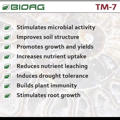 BioAg TM7 Organic Humic Acid Soil Conditioner Plus Essential Micronutrients, Dry Amendment for All Plants, Lawns, S B Co Cu Fe Mn Mo Zn (1 kg) (BA74022)