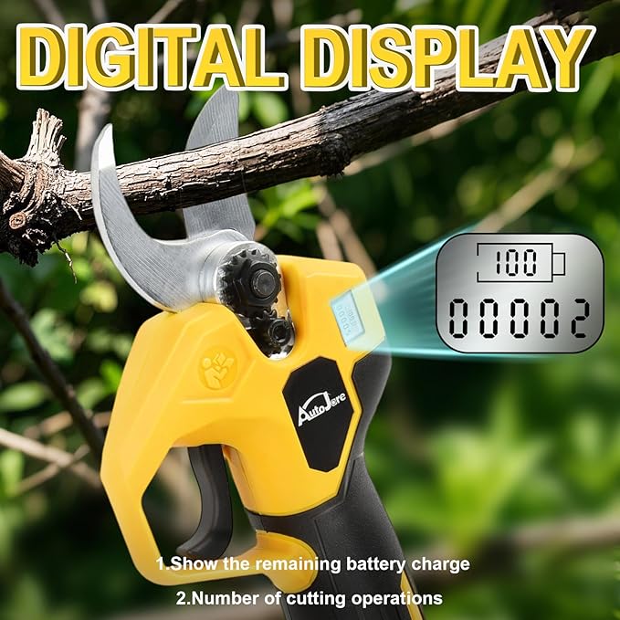 Electric Pruning Shears Compatible with Dewalt 20V Battery Brushless Electric Shears with LCD Display 0.8-1.2 Inch Cutting Diameter for Gardening, Branch, Tree Trimming (NO Battery)