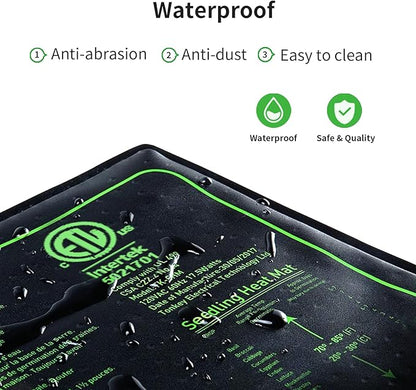4in1 Seedling Heat Mat,Warm Hydroponic Heating Pad for Indoor Seed Starting,Brewing and Greenhouses,Durable Waterproof Germination Station Heat Mat (20" x 10"- Heat Mat)