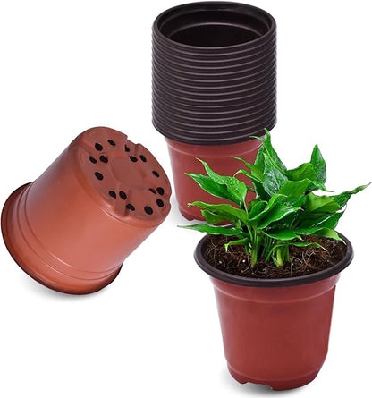 WFLNHB 100 Pack 8 Inch Nursery Pots Plastic Plant Pots Flexible Seedling Pot for Indoor and Outdoor Use
