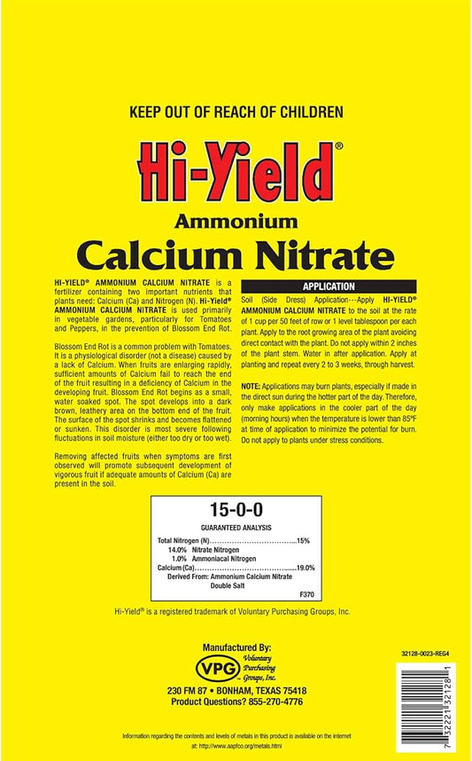 Hi-Yield (32128) Ammonium Calcium Nitrate 15-0-0, Helps Precent Blossom End Rot in Tomatoes (3.25 lbs.)