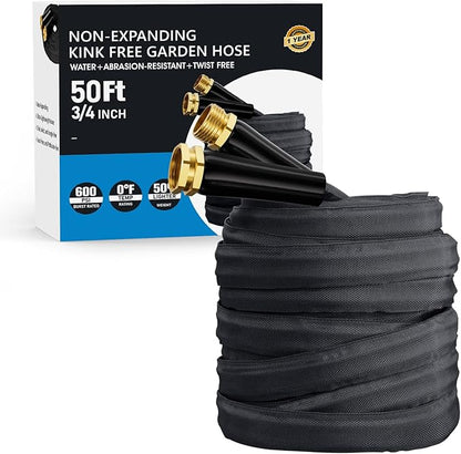 2025 Upgraded 50FT Non-Expanding Garden Hose, Lightweight, Flexible Ultra-Light Water Hose, Burst-Resistant, Lead-Free, Anti-Kink, High-Pressure
