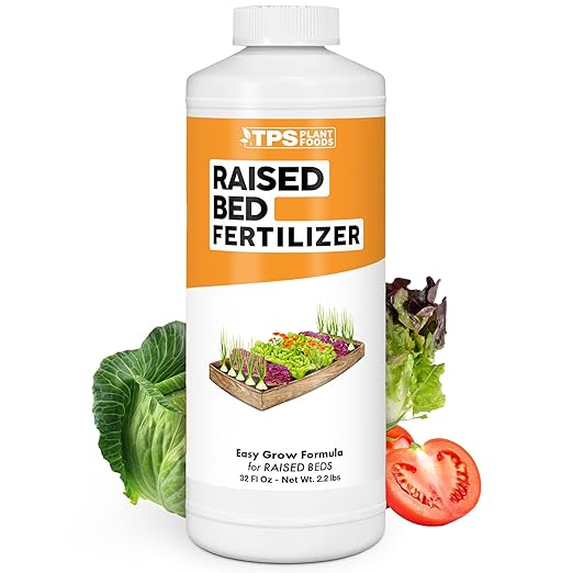 Raised Bed Fertilizer for Vegetables, Herbs, and Flowers, Balanced Nutrients for Container and Box Gardens, Liquid Fertilizer by TPS Plant Foods, 32oz (1 Quart)