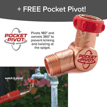 Pocket Hose Copper Head Expandable Garden Hose 50 ft with Pocket Pivot, No Tangles, AS SEEN ON TV, 360° Swivel, Tri-Tex Tubing, Force Field Jacket, Lead-Free, No-Kink, Anti-Burst w/APT