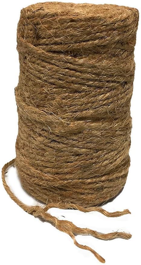 Jute Garden Twine Natural Jute Rope || Jute Rope for Craft || Unique Dark Brown Thick Garden Twines || 3 Ply 200 Feet || Supports Vines, Plants, Trellis and Vegetables, Craft Ropes