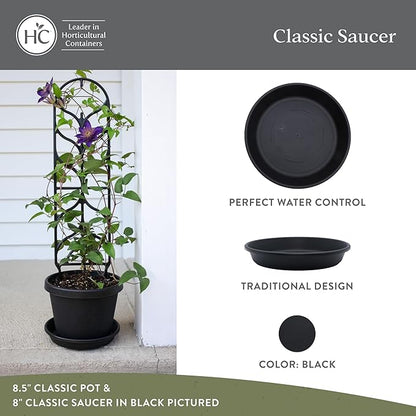 The HC Companies Flower Pot Saucers - Plastic Plant Saucer for Outdoors & Indoors - Traditional Design Plant Pot Trays for Water Drainage - Durable & Stylish Round Plant Tray (17.5-inch Black)