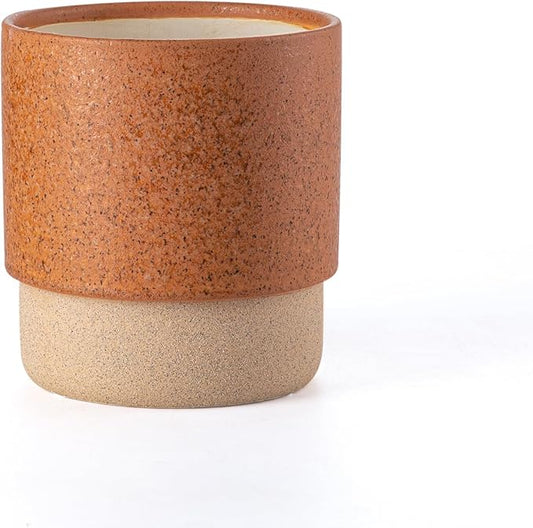Self Watering Plant Pot: 6 Inch Ceramic Planter with Drainage Hole & Water Storage Plus - Flower Pot for Indoor & Outdoor Plants (Terracotta, Small)