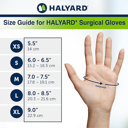 HALYARD Micro Surgical Glove, Neoprene, 5.9 mil Thick, Powder Free, Sterile, Cream