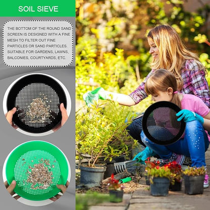 2 Pcs Round Garden Soil Sieve Pan Sand Sifter Set for Sieve Work of Small Gravel, Soil, Sand