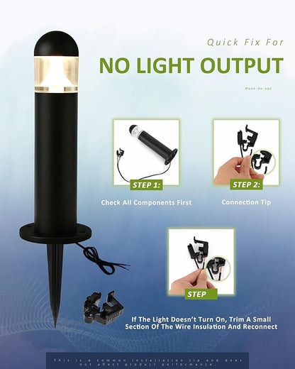 2 Pack Low Voltage Landscape Pathway Lights, 12V LED Bollard Light IP67 Waterproof, Outdoor Driveway Walkway Wired Lights (Included Connector and Stakes) - Yard Garden Lawn,2700K Warm White