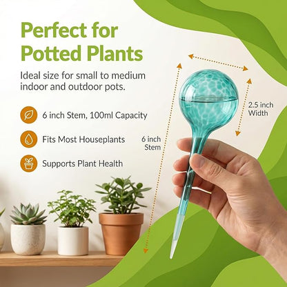 Automatic Plant Watering Globes Self Watering Planter Inserts (Set of 6) | Hands Free Multicolor Glass Bulbs | Planter Spikes to Support Indoor & Outdoor Plant Health (100ml)