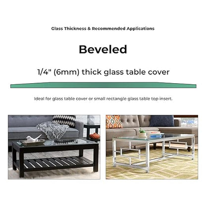 Custom Cut Glass 1/4" Thick - Clear Tempered Glass Cut to Size - Rectangle Replacement for Table Tops, Shelves, Windows with Bevel Edge