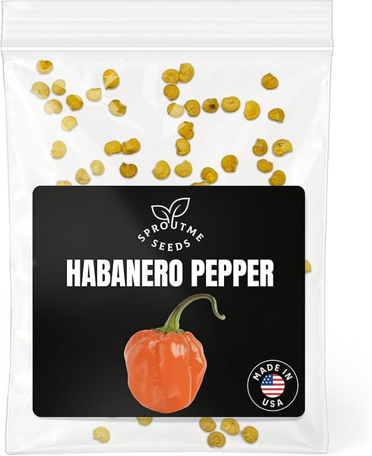 Habanero Pepper Seeds for Planting – 50 Non-GMO Heirloom Extra Hot Chili Seeds, 100,000–350,000 SHU (Capsicum chinense)