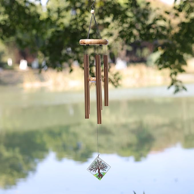 Deep Tone Wind Chimes for Outdoor - Handcrafted Copper Pipe Wind Chime with Tree of Life Pendant, Melodic Garden & Patio Decor (Ideal Gift for Mother, Grandmother, Housewarming) (Style 1)