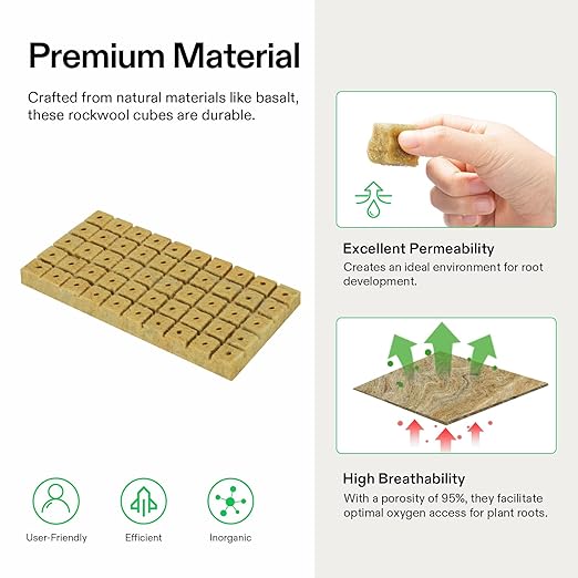 VIVOSUN 1" Rockwool Cubes, 200 Plugs Stonewool Starter Grow Cubes for Cuttings, Cloning, Plant Propagation, Seed Starting, Hydroponic Grow Media for Vigorous Plant Growth