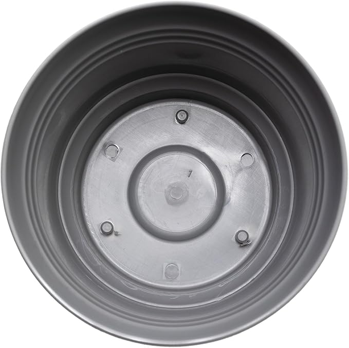 Bloem Saturn 14" Charcoal Round Resin Planter Pot with Snap-in Saucer for Indoor and Outdoor Gardening