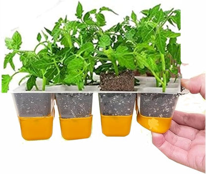 5pcs Seed Starter Tray, Silicone Seeding Starter with Pop-Out Cells (60 Cells in Total), Plant Growing Trays for Seed Starter, Indoor Seeding Planting Growing(5PCS,Orange)