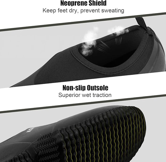 Kalkal Men's Rain Boots, Waterproof Garden Shoes, Neoprene Rubber Footwear for Camping, Lawn Care, Gardening and Yard Work(Size 6-14)