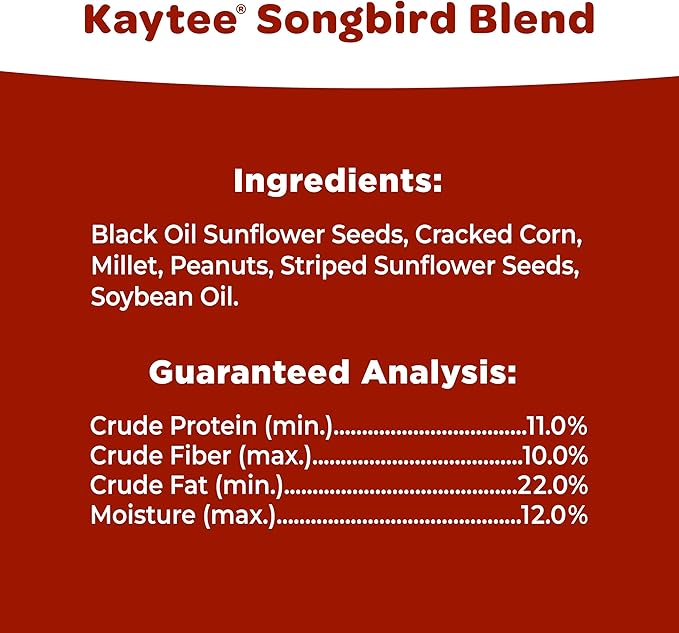 Kaytee Songbird Wild Bird Seed Food, Blended for Grosbeaks, Chickadees, Titmice, Cardinals, Nuthatches & More, 7 Pounds