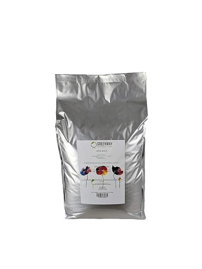 Greenway Biotech, Inc. Urea Fertilizer Indoor & Outdoor Plant Food - High Efficiency 46% Nitrogen 46-0-0 - Prilled Aqua Regia Gold Refining 99.9% Water Soluble Garden Lawn Fertilizer (25 Pounds)