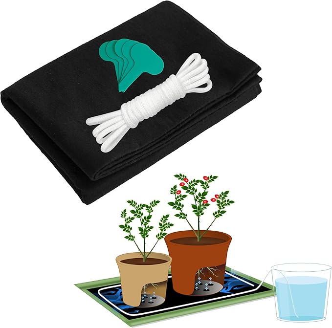 ORIMERC 31 x 38 inch Automatic Plant Watering Mat & 30 feet Self Watering System Wick Cord for Seed Starter Tray Capillary Mat for Seedling Capillary Matting for Potted Plants Greenhouse Gardening